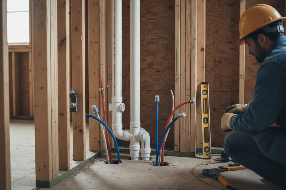 Drain and supply rough-in during Drain Cleaning in Elizabeth